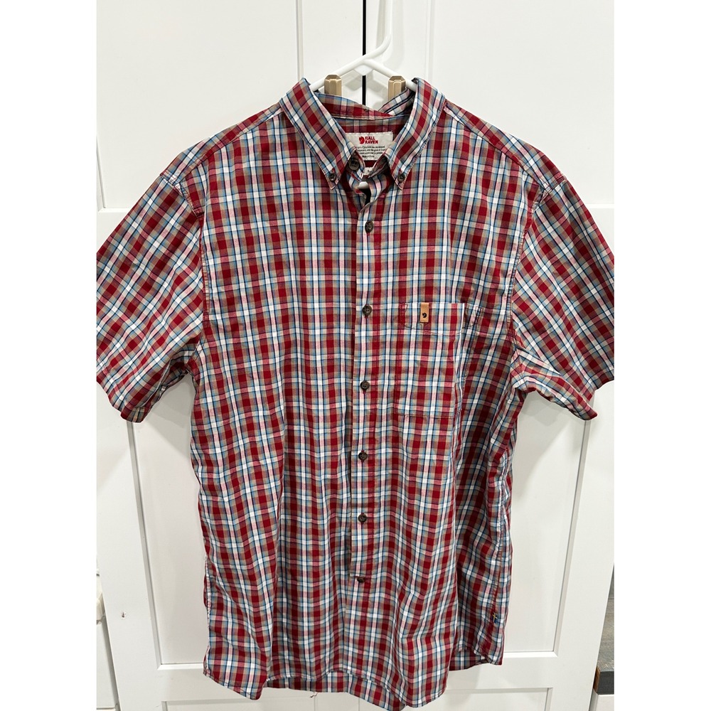 Fjallraven Mens Plaid Button Down‎ Short Sleeve Casual Shirt Large